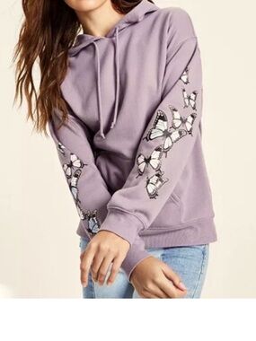 Rebellious One Lavender Butterfly Sleeve Hoodie NWT